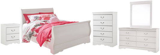 Anarasia Sleigh Bed, Dresser, Mirror, Chest And Nightstand