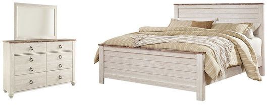 Willowton Panel Bed With Mirrored Dresser
