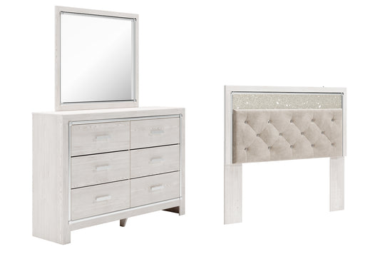 Altyra Panel Headboard Bed With Mirrored Dresser