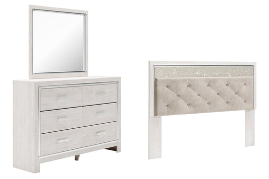 Altyra Panel Headboard Bed With Mirrored Dresser