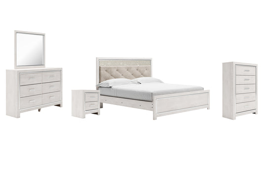 Altyra Panel Bed With Mirrored Dresser, Chest And Nightstand