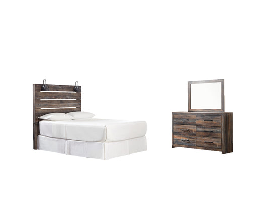 Drystan Panel Headboard Bed With Mirrored Dresser