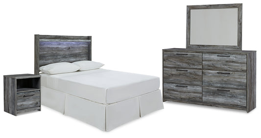 Baystorm Panel Headboard With Mirrored Dresser And Nightstand