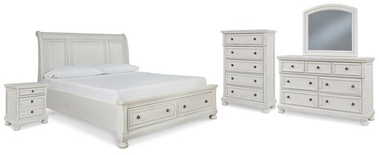 Robbinsdale Sleigh Bed With Storage With Mirrored Dresser, Chest And Nightstand