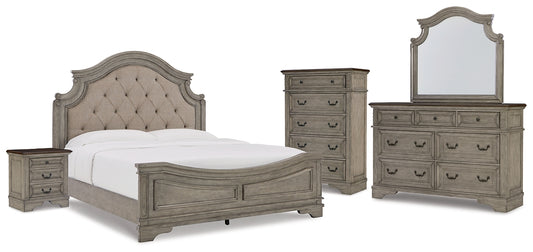 Lodenbay California Panel Bed With Mirrored Dresser, Chest And Nightstand