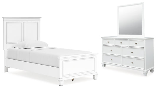 Fortman Panel Bed With Mirrored Dresser