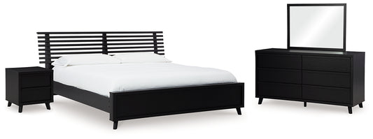 Danziar Panel Bed With Mirrored Dresser And Nightstand