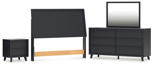 Danziar Panel Headboard With Mirrored Dresser And Nightstand