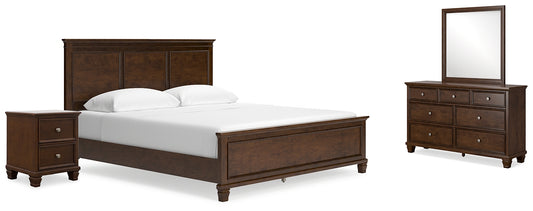 Danabrin California Panel Bed With Mirrored Dresser And Nightstand
