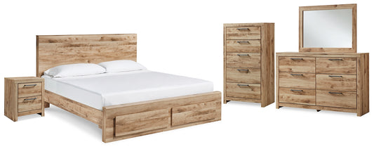 Hyanna Panel Storage Bed With Mirrored Dresser, Chest And Nightstand