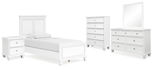 Fortman Panel Bed With Mirrored Dresser, Chest And Nightstand