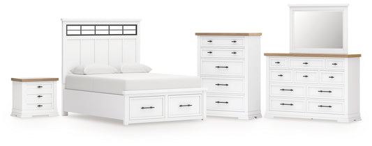 Ashbryn Panel Storage Bed, Dresser, Mirror, Chest And Nightstand