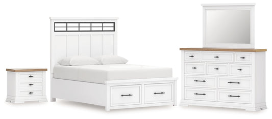 Ashbryn Panel Storage Bed With Mirrored Dresser And Nightstand