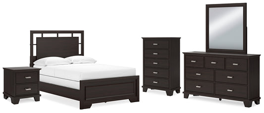Covetown Panel Bed With Mirrored Dresser, Chest And Nightstand