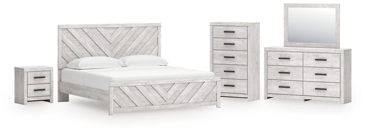 Cayboni Panel Bed With Mirrored Dresser, Chest And Nightstand