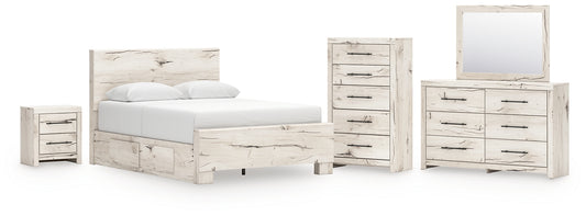 Lawroy Panel Bed With Mirrored Dresser, Chest And Nightstand