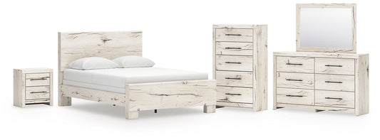 Lawroy Panel Bed With Mirrored Dresser, Chest And Nightstand