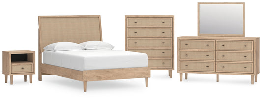 Cielden Panel Bed With Mirrored Dresser, Chest And Nightstand