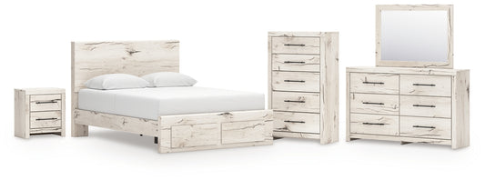 Lawroy Panel Storage Bed With Mirrored Dresser, Chest And Nightstand