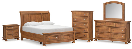 Feddinger Storage Sleigh Bed With Mirrored Dresser, Chest And Nightstand