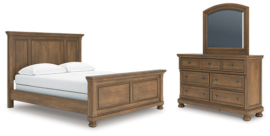 Feddinger California Panel Bed With Mirrored Dresser