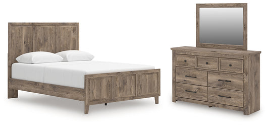 Rusticott Panel Bed With Mirrored Dresser