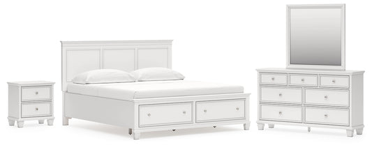 Fortman Panel Storage Bed With Mirrored Dresser And Nightstand