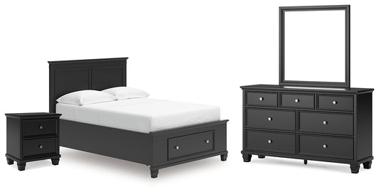 Lanolee Panel Storage Bed, Dresser, Mirror And Nightstand