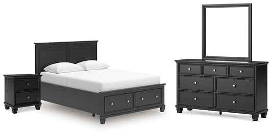 Lanolee Panel Storage Bed, Dresser, Mirror And Nightstand