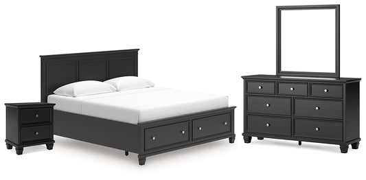 Lanolee Panel Storage Bed, Dresser, Mirror And Nightstand