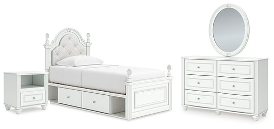 Kozlani Upholstered Panel Storage Bed, Dresser, Mirror And Nightstand