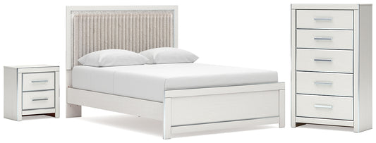Zuraleus Upholstered Panel Platform Bed, Dresser, Mirror And Nightstand