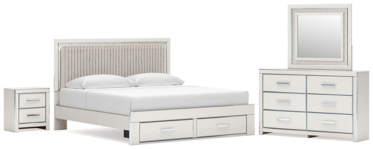 Zuraleus Upholstered Panel Platform Storage Bed, Dresser, Mirror And Nightstand