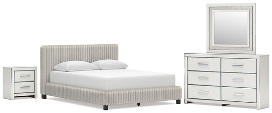 Zuraleus Upholstered Bed, Dresser, Mirror And Nightstand