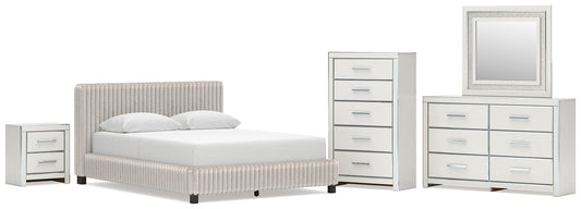 Zuraleus Upholstered Bed, Dresser, Mirror, Chest And Nightstand