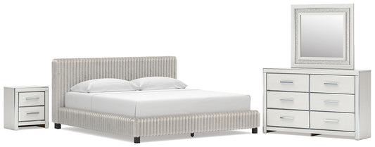 Zuraleus Upholstered Bed, Dresser, Mirror And Nightstand