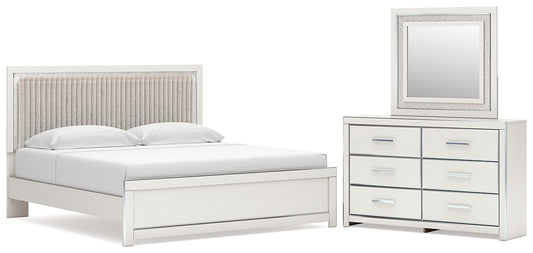 Zuraleus Upholstered Panel Platform Bed, Dresser And Mirror