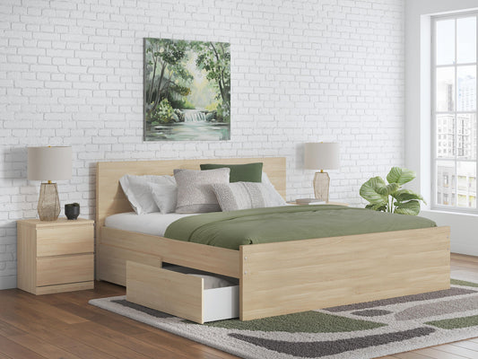 Ashley Express - Cama de plataforma Onita con panel y 1 compartimento de almacenamiento lateral