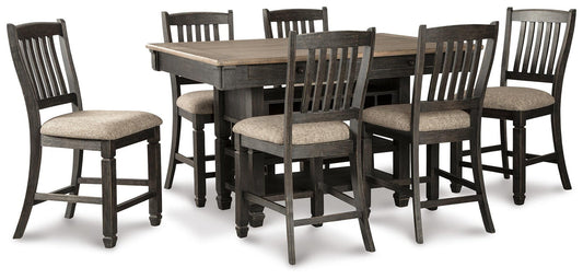 Mesa de comedor de altura de mostrador Tyler Creek y 6 taburetes de bar