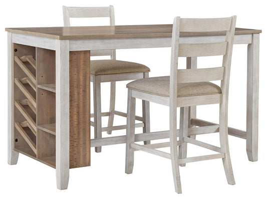 Ashley Express - Mesa de comedor a la altura del mostrador Skempton y 2 taburetes de bar