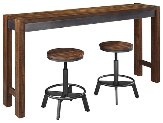 Mesa de comedor a la altura de la encimera Torjin y 2 taburetes de bar