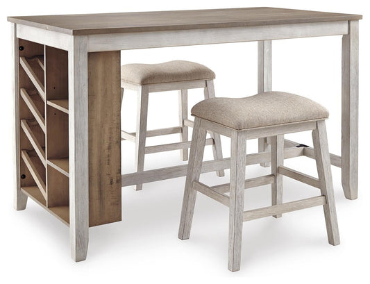 Ashley Express - Mesa de comedor a la altura del mostrador Skempton y 2 taburetes de bar
