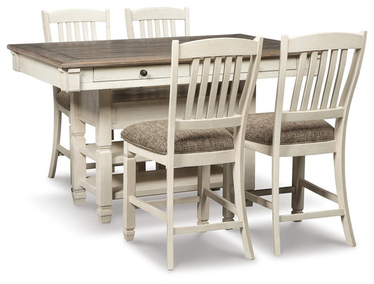 Mesa de comedor a la altura de la encimera y 4 taburetes de bar Bolanburg