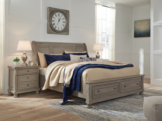 Lettner California  Sleigh Bed With 2 Storage Drawers