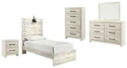 Cambeck  Panel Bed With Mirrored Dresser, Chest And Nightstand