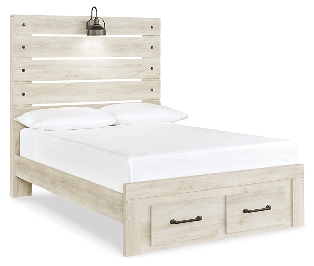 Cambeck  Panel Bed With 2 Storage Drawers With Mirrored Dresser