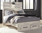 Cambeck  Panel Bed With 2 Storage Drawers With Mirrored Dresser