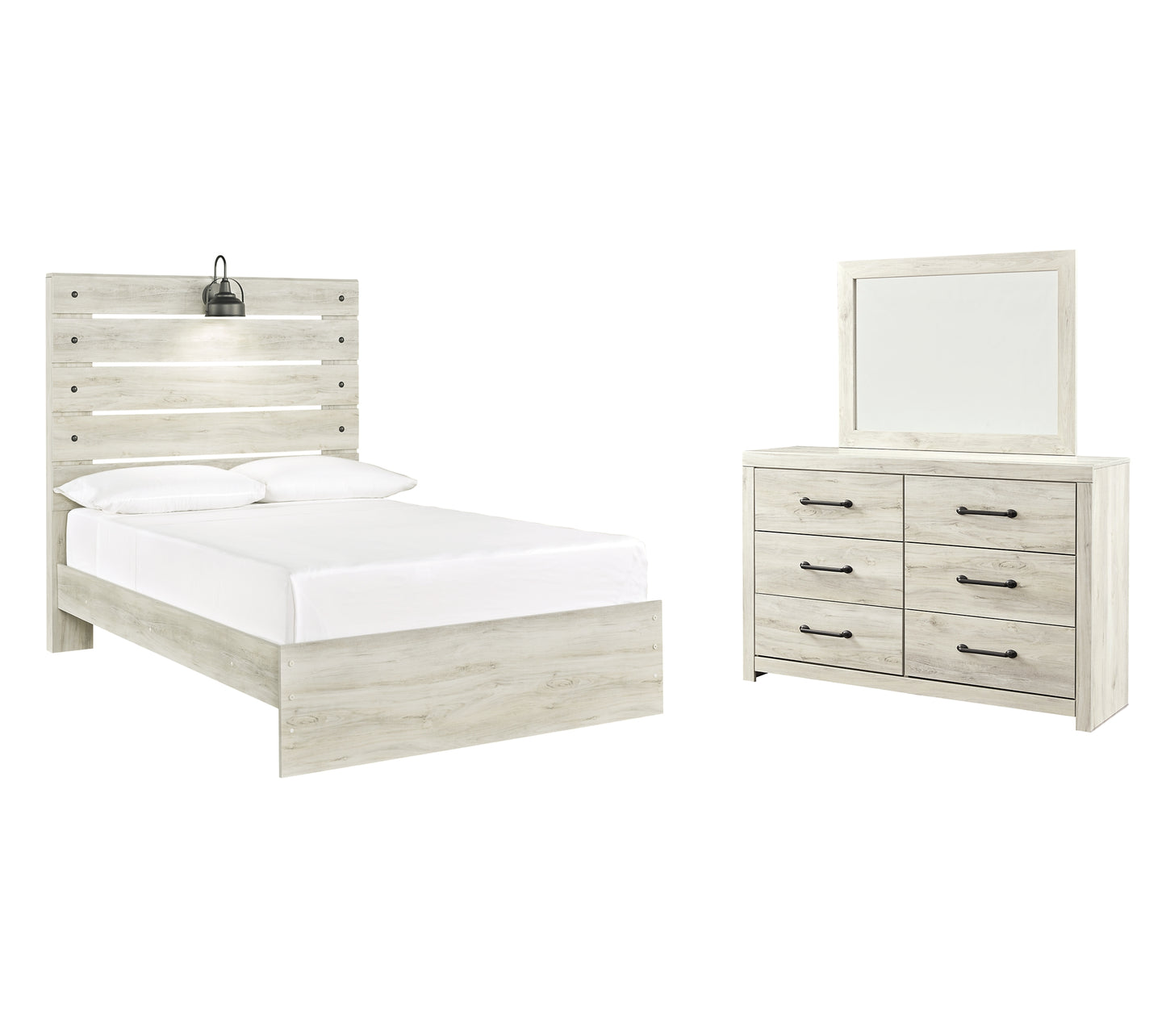 Cambeck  Panel Bed With Mirrored Dresser