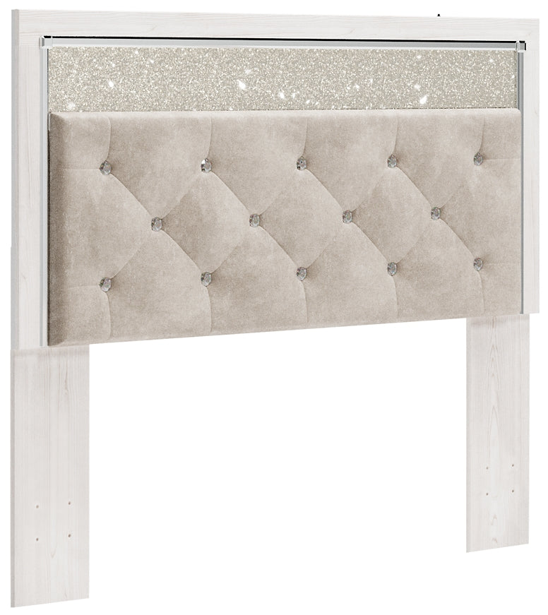 Altyra  Panel Headboard Bed With Mirrored Dresser
