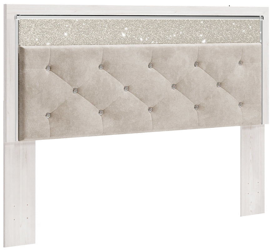 Altyra  Panel Headboard Bed With Mirrored Dresser